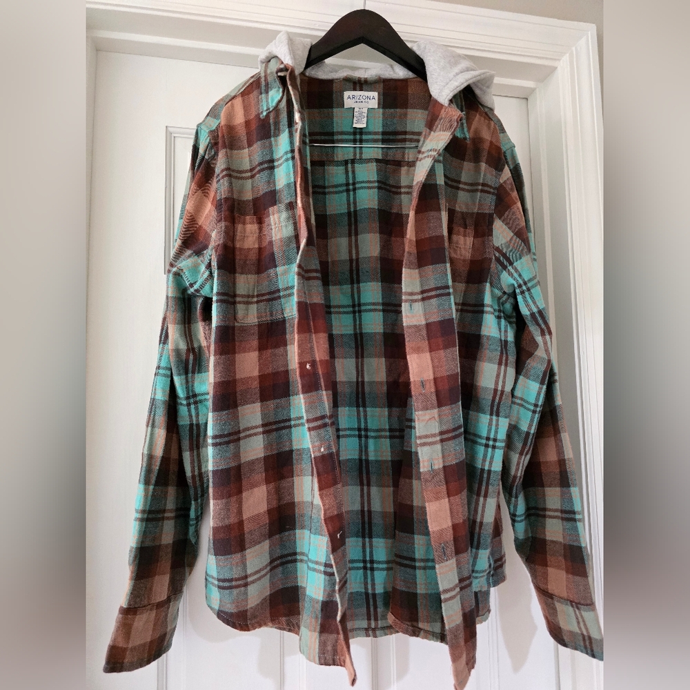 Flannel top with hood